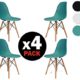duehome Nordik – Pack 4 Stühle Stuhl Tower türkis, Replica Eames Türkis und Buche, Maße: 47 cm breit x 56 cm tief x 81 cm Höhe