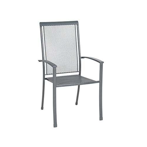 greemotion Stapelstuhl Toulouse Premium eisengrau, Stuhl mit kunststoffummanteltem Stahl, platzsparend stapelbarer Gartenstuhl, wetterfest und pflegeleicht