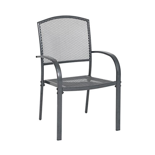 greemotion Stapelstuhl Toulouse eisengrau, Stuhl mit kunststoffummanteltem Stahl, platzsparend stapelbarer Gartenstuhl, wetterfest und pflegeleicht