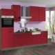 idealShopping Küchenblock mit Geschirrspüler und Ceranfeld Imola in rot glänzend 270 cm breit