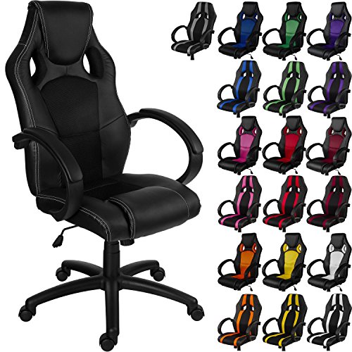 RACEMASTER® Racing Bürostuhl "GS Series" Gaming Chair Gamer Stuhl in 20 Varianten Drehstuhl Gaslift SGS geprüft Schreibtischstuhl Wippmechanik Schwarz