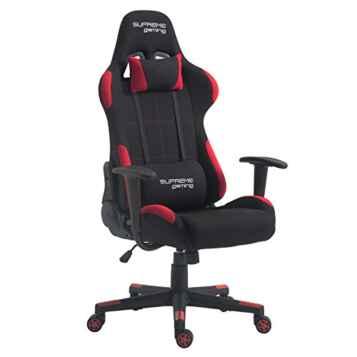 CARO-Möbel Gaming Drehstuhl SWIFT Stoffbezug in schwarz/rot Racer Gamer Bürostuhl Schreibtischstuhl PC Chefsessel