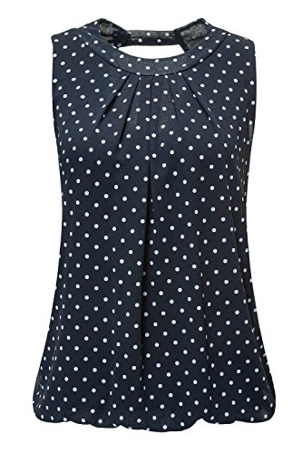 Hachiro Damen Bluse Sommerbluse Top Business Freizeit (XL, Navy)