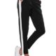Hachiro Damen Freizeithose Jogginghose Sportswear Style (XL, Black/White Stripe)