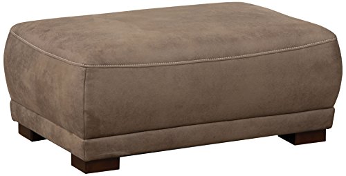 Cavadore Sofa-Hocker "Modeo" / Sitzhocker für Sofa mit moderner Kontrastnaht / Hochwertiger Mikrofaser-Bezug in Wildlederoptik / Holzfüße / Maße: 100x40x66 cm (BxHxT) / Farbe: Nuss (hellbraun)