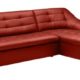 Cavadore Ecksofa Lucas / Kunstledercouch mit Steppung und Schlaffunktion / Inkl. Bett und Bettkasten / Longchair rechts / 287 x 81 x 165 (BxHxT) / Kunstleder rot