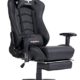 Ficmax Groß Bürostuhl, Gaming Stuhl, Schreibtischstuhl, Chefsessel mit Massagefunktion und Verstellbar Fußstütze, PVC - schwarz