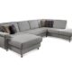 Federkern Couch "Winstono" / Polsterecke mit Schlaffunktion, Stauraum und Relaxfunktion / Longchair links / Pflegeleichter Bezugsstoff in hellgrau / 317 x 220 x 88 (L x B x H)