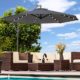 Luxus Sonnenschirm mit LED Beleuchtung Ampelschirm 300 cm Solar Garten Schirm Pavillon (Anthrazit)
