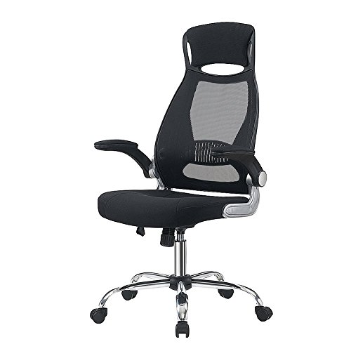 IWMH Hoch Rücken Ergonomische Schreibtischstuhl Hoch Rücken Bürostuhl Bürodrehstuhl High Back Chefsessel Schreibtischstuhl hohe ergonomische Netzrücken integrierte Kopfstütze klappbare Armlehnen Stoff (Luxus Version)