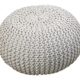 casamia Strickhocker Pouf Sitzpouf Sitzpuff Grobstrick-Optik Ø 55 cm extrahoch Höhe 37cm Farbe leinenweiß