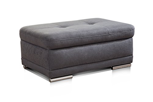 CAVADORE Polsterhocker Aniamo/Gepolsterter Hocker als Fußbank/Größe: 100 x 43 x 67 cm (BxHxT)/Bezugsstoff in grau