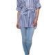 Hachiro Damen Langarmbluse Hemdbluse Longshirt Longtop (M, Light Blue)