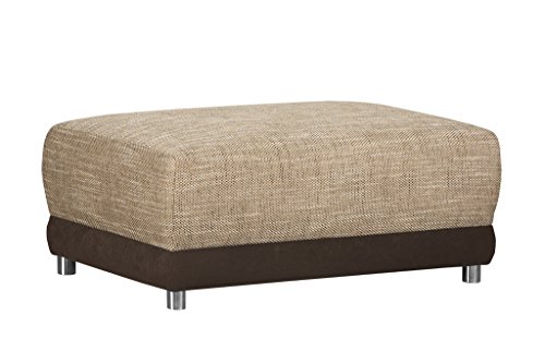 Gepolsterter Hocker ohne Federkern Corona Molly / Sitz- & Fußhocker für Ecksofa / Mit Strukturstoff und Microfaser in Cappucino / 99 x 69 x 41 cm (B x T x H)