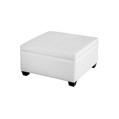 Barock Hocker/Couchtisch Lederlook weiss