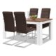 Agionda® Esstisch + Stuhlset : 1 x Esstisch Toledo 140 x 90 Nussbaum / Weiss + 4 Freischwinger Kunstleder PU braun