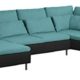 Cavadore Wohnlandschaft Scrubbles, U-Sofa im Material-Mix, 328 x 73 x 196 cm (BxHxT), Türkis, schwarz