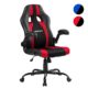 Merax® Racing Stuhl Bürostuhl Gaming Stuhl Schreibtischstuhl Sportsitz Drehstuhl Chefsessel PU Kunstleder Armlehnen einstellbar, 50 x50 x 106-116cm, Schwarz+Rot/Blau