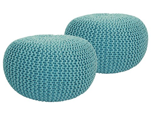 2er Set Strickhocker Hocker Strick Pouf Sitz Kissen extrahoch Höhe 37, Ø 55 cm