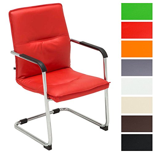 CLP Freischwinger-Stuhl mit Armlehne SEATTLE, Besucherstuhl, Konferenzstuhl gepolstert Rot