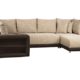 Sofa U Form / Federkern Couch mit Bettfunktion und Bettkasten / Ottomane rechts o. links montierbar / Strukturstoff und Microfaser / Mit Regal in Armlehne / Cappuccino / 298 x 190 x 69 cm (B x T x H)