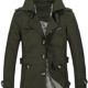 Menschwear Herren Jungen Übergangsjacke Langarm Trenchcoat Mantel Kurzmantel Einreihig Jacke (M,Grün)