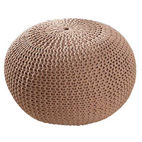 Design Strick Pouf LEEDS coffee 50cm Hocker Baumwolle in Handarbeit