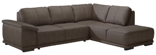 CAVADORE Ecksofa Calypse mit Ottomane rechts/Braunes Sofa im modernen Design/273 x 83 x 214 (BxHxT)/Strukturstoff braun