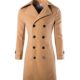 Herren Elegante Lang Mantel Trenchcoat Winterjacke Business Parka Windbreaker Überzieher Khaki S