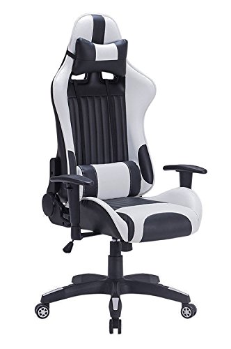 IMWH Racing Hochwertiger Bürostuhl Gaming Stuhl, Ergonomischer höhenverstellbar Schreibtischstuhl Chefsessel Computerstuhl Drehstuhl mit einstellbaren Armlehnen, Kunstleder PU Sportsitz Game Chair