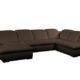 Cavadore Wohnlandschaft Claanc in Lederoptik mit XL Longchair und  Kopfteilverstellung / Braunes Sofa in U-Form mit verstellbaren Kopfstützen und hochwertigem Kunstleder / Modernes Design / Maße: 345x77x220 cm (BxHxT) / Kunstleder in braun