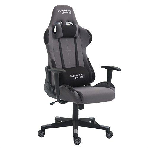 CARO-Möbel Gaming Drehstuhl SWIFT Stoffbezug in grau/schwarz Racer Gamer Bürostuhl Schreibtischstuhl PC Chefsessel