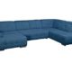 Cavadore Wohnlandschaft Mistrel / Sofa U-Form  mit Kopfteilfunktion / XXL Sofalandschaft mit Longchair links / Mit Bettfunktion und großer Liegefläche (125 x 270)  / Maße: 343 x 77-93 x 228 (B x H x T) / Farbe: Blau