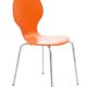 CLP Stapelstuhl DIEGO ergonomisch geformter Konferenzstuhl mit Holzsitz und stabilem Metallgestell | Platzsparender Stuhl mit pflegeleichter Sitzfläche | In verschiedenen Farben erhältlich Orange