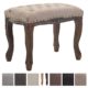 CLP Sitzhocker NEFERTITI mit Stoffbezug, Schminkhocker, Polsterhocker mit Holzgestell, Hocker in Chesterfield Design Taupe, Gestellfarbe: Antik