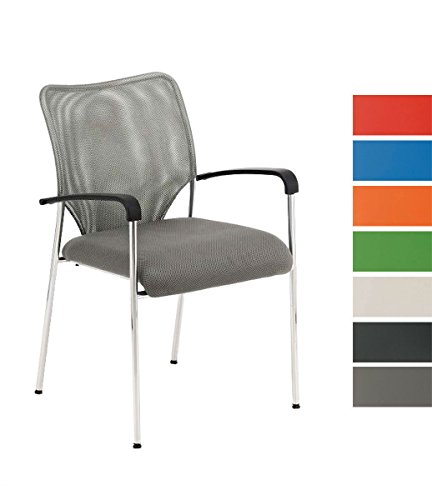 CLP Konferenzstuhl CUBA mit Stoffbezug und hochwertigem Sitzpolster | Besucherstuhl mit Armlehne und Metallgestell Grau