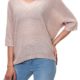 Hachiro Damen Strickpullover Pullover V-Neck Oversize (L / XL, Pink)