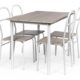 ts-ideen 5-teilige Essgruppe 5er Set Esstisch Küchentisch mit 4 Stühlen aus Alugestell + MDF Frühstückstisch für Esszimmer Küche