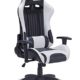 IMWH Racing Hochwertiger Bürostuhl Gaming Stuhl, Ergonomischer höhenverstellbar Schreibtischstuhl Chefsessel Computerstuhl Drehstuhl mit einstellbaren Armlehnen, Kunstleder PU Sportsitz Game Chair (Weiß)