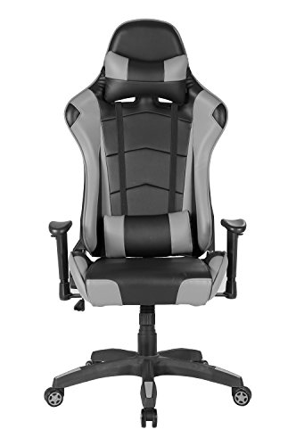 IntimaTe WM Heart Gaming Stuhl, Racing Hochwertiger Bürostuh, Ergonomischer höhenverstellbar Schreibtischstuhl Chefsessel Computerstuhl Drehstuhl mit einstellbaren Armlehnen, Kunstleder PU (Grau)