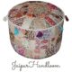 jaipurhandloom weiß indian Pouf Hocker Vintage Patchwork verschönert mit Patchwork-Wohnzimmer osmanischen Cover, 46 x 33 cm oder 45,7 x 33 cm