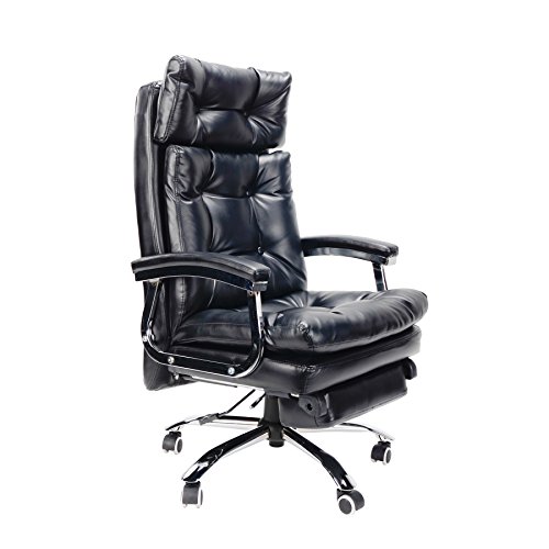 CO-Z Schreibtischstuhl Liegender Drehstuhl Bürostuhl Office Chair Chefsessel PU Kunstleder Armlehnen einstellbar mit Fußablage verstellbare Höhe belastbar bis 220 kg