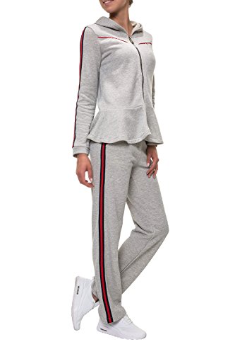 Hachiro Damen Jogginghose Freizeithose Sportswear Style (S, Grey)