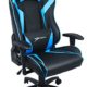 E-Win®, Bürostuhl, Gaming Stuhl, Schreibtischstuhl, Chefsessel mit Armlehnen, Gaming chair, Stoff Leder Kombination schwarz / blau hochwertig & sehr bequem