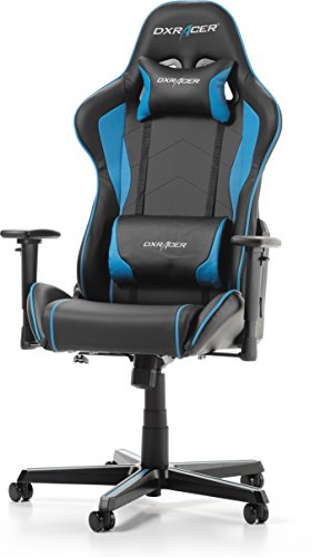 DXRacer (das Original) Formula F08 Gaming Stuhl für PC/PS4/XBOX ONE, ergonomischer Schreibtischstuhl aus Kunstleder, Schwarz-Blau