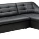 Cavadore Leder-Sofa Lucas / Echtleder-Couch mit Steppung / Longchair rechts / 287 x 81 x 165 (BxHxT) / Leder schwarz