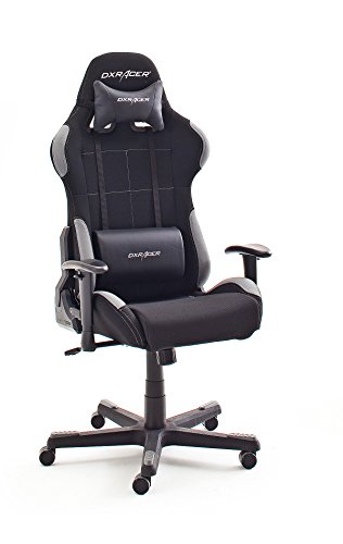 Robas Lund DX Racer 5 Gamingstuhl, Schreibtischstuhl, Bürostuhl, Gaming chair, schwarz/grau, 74 x 52 x 123-132 cm, Stoff Gamingstuhl