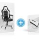 Zocker Bundle Sharkoon SHARK Force Gaming Maus + Racing Chair GAMING ZONE, professionelle Sechs-Tasten-Gaming-Maus ergonomisch designed mit gummierter Oberfläche. Chefsessel mit Wippmechanik. (weiß schwarz)