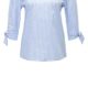 Hachiro Damen Off Shoulder Bluse Langarmbluse Carmenbluse (M, Blue Stripe)