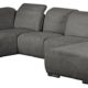 Cavadore Wohnlandschaft Tabagos / U-Form mit Ottomane links / XXL Couch mit Sitztiefenverstellung / Kopfteilverstellung / 364 x 85-96 x 248 (B x H x T) / Farbe: Fango (grau)